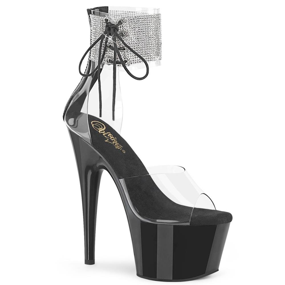 Pleaser - ADORE724RS Sandale à bride à la cheville, Pole dance chaussures - Chaussures de pole dance - Noir/Couleur argent Product image